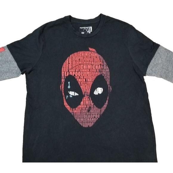Marvel Deadpool Long Sleeve T-Shirt Tee Black Gray Red Size XL Graphics Unisex - Picture 1 of 10